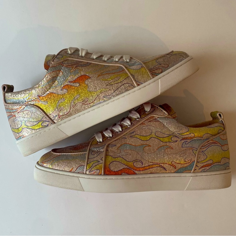 Christian Louboutin Rantulow Orlato Metallic Lurex Flame Mens US 9.5/EU 42.5